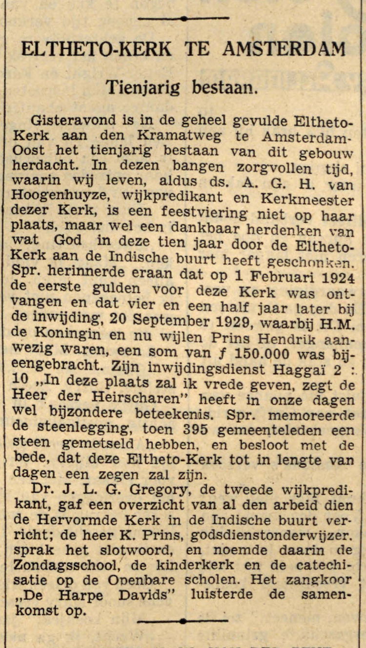 21 september 1939 - Eltheto-kerk te Amsterdam  