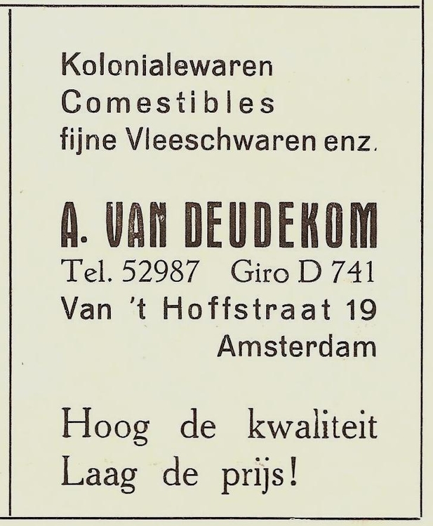 Advertentie in clubblad van RKSV De Meer 18-4-1938.  