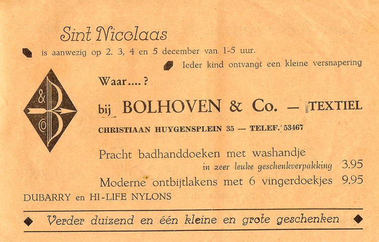 Christiaan Huygensplein 35 - ± 1960 .<br />Bron: Ellen Bosch 