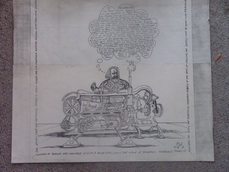  Machine en Marx. Machine en Marx. Pentekening met o.i. inkt door Pieter Bol, 10/11 april 1976. 