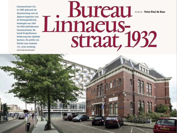 Stukje Ons Amsterdam Knipsel uit het artikel van Ons Amsterdam (september 2007) met een foto van het oude Politiebureau Linnaeusstraat. 