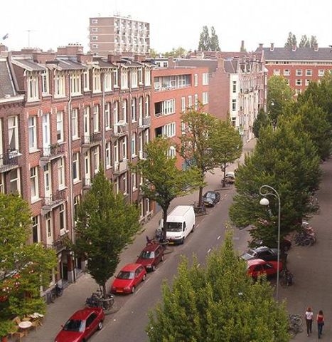  Uitzicht op de Pretoriusstraat 2003. Aan de linkerkant zie je in de verte de hoek met de Cillierstraat waar nu nieuwbouw staat. 