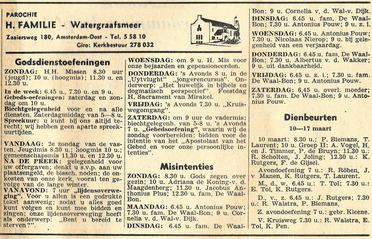 Zaaiersweg 189 H. Familie te Betondorp Watergraafsmeer - Sursum Corda 8-3-1963 .<br />Bron: Sursum Corda 