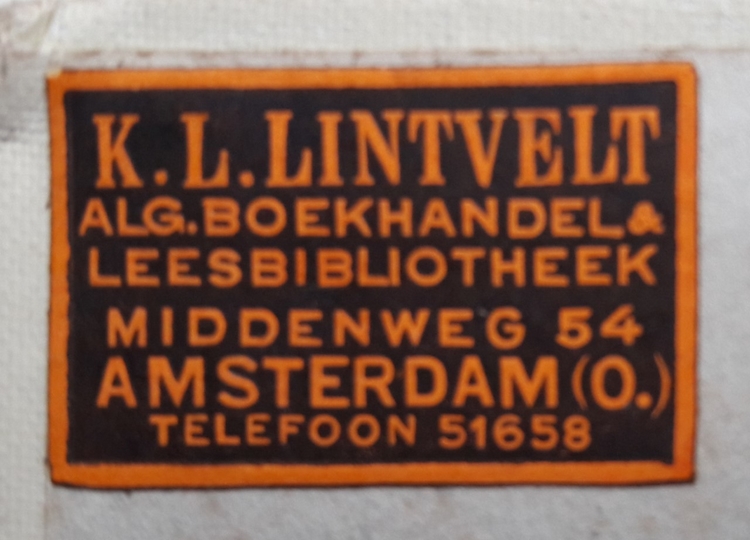 etiket van boekhandel Lintvelt (ca. 1935)  