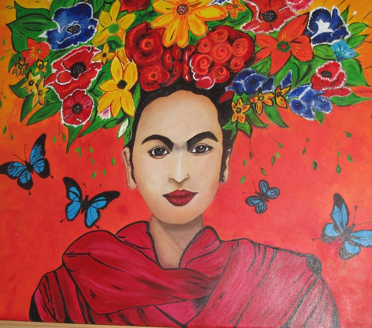 Geïnspireerd door Frida Kahlo, schilderij Anja  